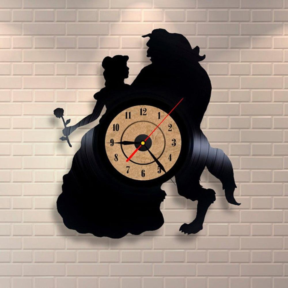 samauk Vinyl Clock Modern Design Decorative Black Art Watch Clock Saat for Living Room Decoration