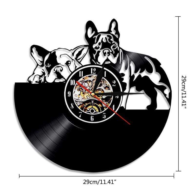 hansleii Vinyl Record Wall Clock Creative Clock CD Vinyl Disc Wall Clock Skull Dog Themed Home Decor 3D Hanging Clock With Remote Control