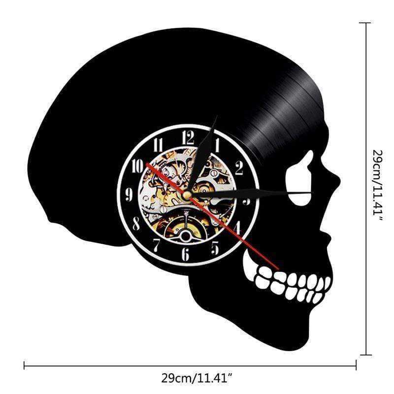 hansleii Vinyl Record Wall Clock Creative Clock CD Vinyl Disc Wall Clock Skull Dog Themed Home Decor 3D Hanging Clock With Remote Control