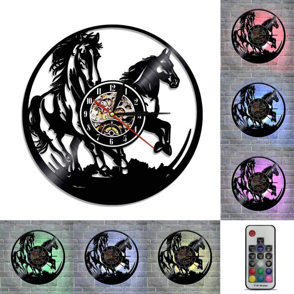 hansleii Vinyl Record Wall Clock Creative Clock CD Vinyl Disc Wall Clock Skull Dog Themed Home Decor 3D Hanging Clock With Remote Control