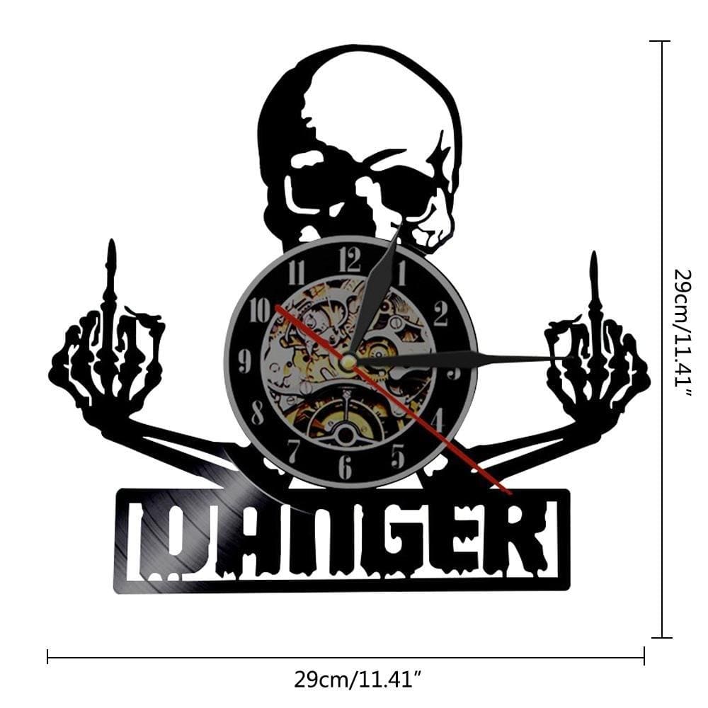 hansleii Vinyl Record Wall Clock Creative Clock CD Vinyl Disc Wall Clock Skull Dog Themed Home Decor 3D Hanging Clock With Remote Control