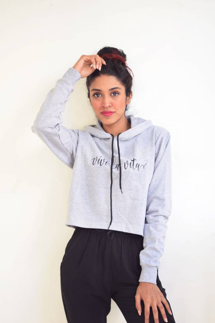 Glow Road Women's Clothing Viva La Vita Crop Hoodie For Women's