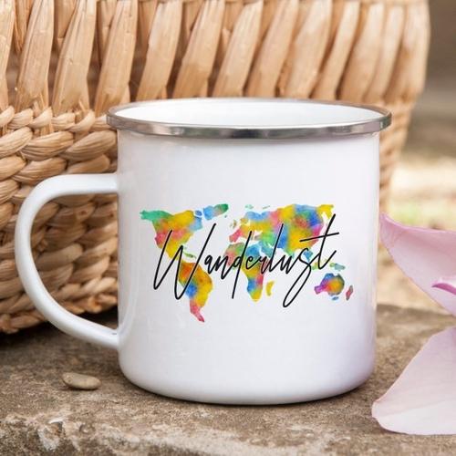 Magenta Shadow Gifts Wanderlust Enamel Mug Camping Mug Happy Hiker