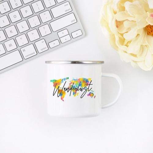 Magenta Shadow Gifts Wanderlust Enamel Mug Camping Mug Happy Hiker