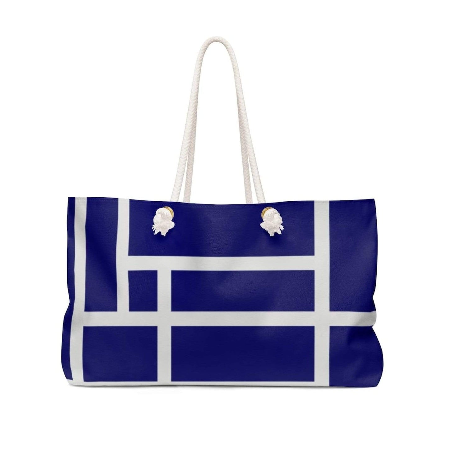 Grey Coco Activewear 24x13 Weekender Tote Bag, Blue & White Grid Shoulder Bag