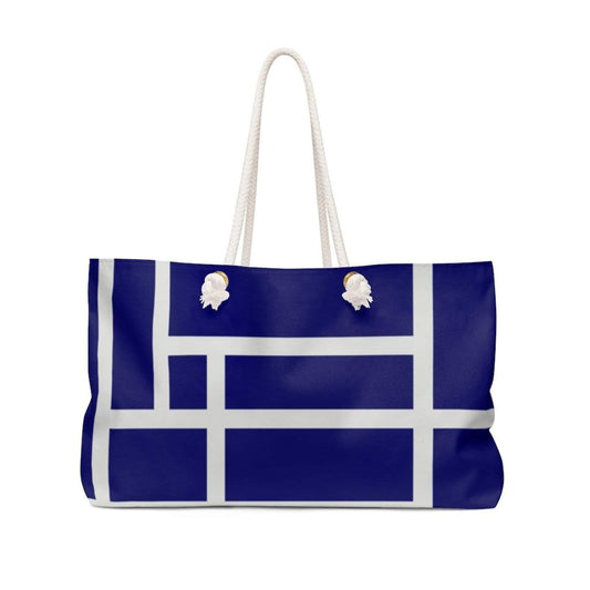 Grey Coco Activewear 24x13 Weekender Tote Bag, Blue & White Grid Shoulder Bag