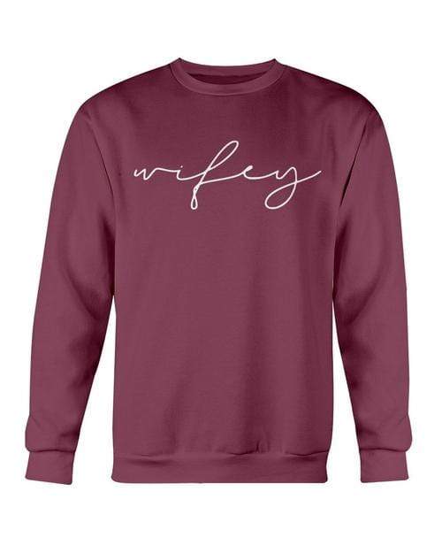 Red Alcestis Sweaters & Hoodies 2XL / Maroon / Gildan Crewneck Sweatshirt Wifey Sweatshirt