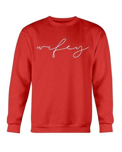 Red Alcestis Sweaters & Hoodies 2XL / Red / Gildan Crewneck Sweatshirt Wifey Sweatshirt