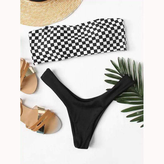 Silver Sam Swimwear Women Bikini Push Up Plaid Beachwear