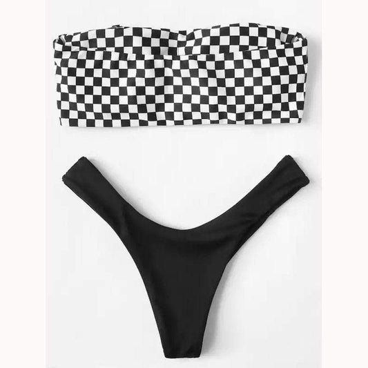 Silver Sam Swimwear Women Bikini Push Up Plaid Beachwear