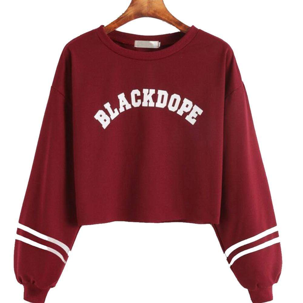 hansleii Red / XXL Women Casual Long Sleeve Print Letter Sweater Coat Sweatshirt Tops Blouse