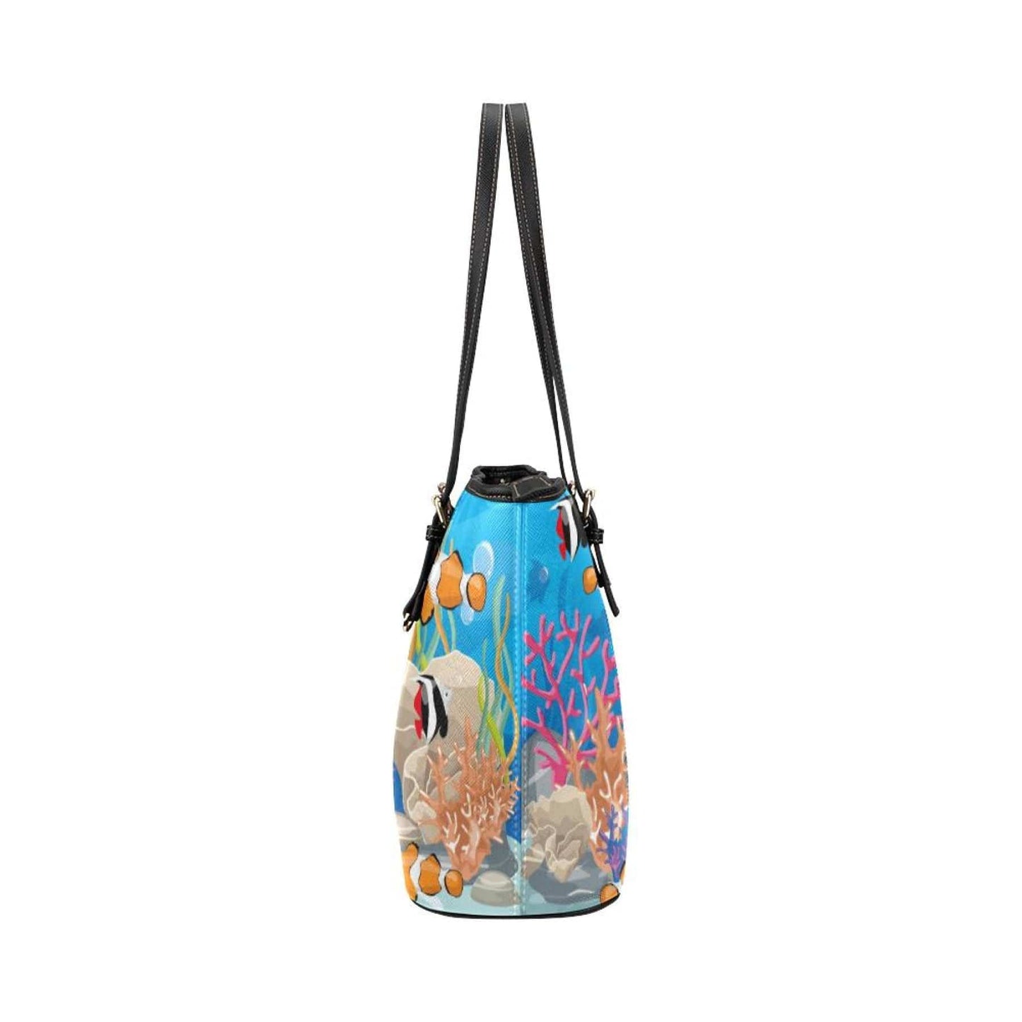 Grey Coco Handbags One Size Women's Leather Tote Bag, Coral Reef Sea Life Double Handle Handbag