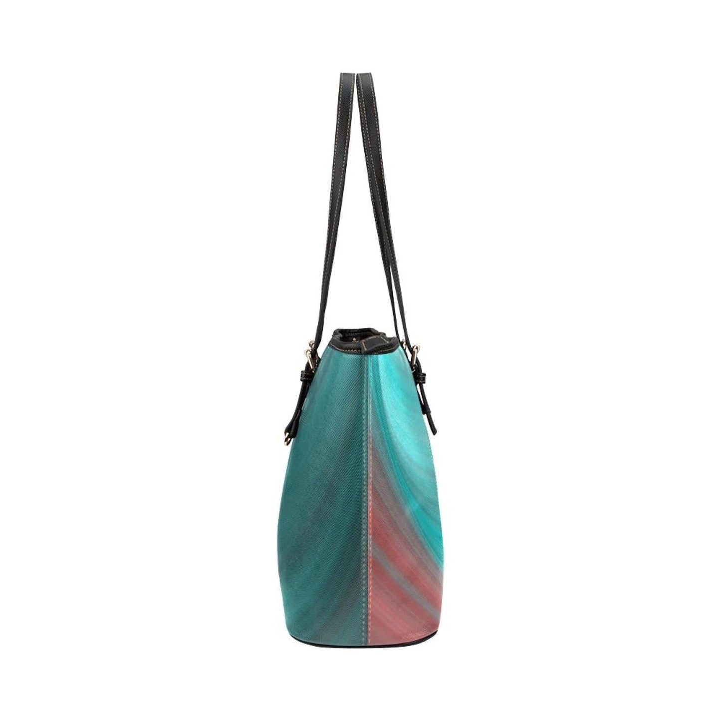 Grey Coco Activewear One Size Women's Leather Tote Bag, Gradient Sea Green Double Handle Handbag