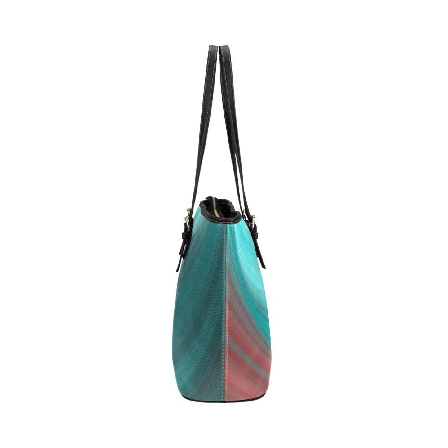 Grey Coco Activewear One Size Women's Leather Tote Bag, Gradient Sea Green Double Handle Handbag