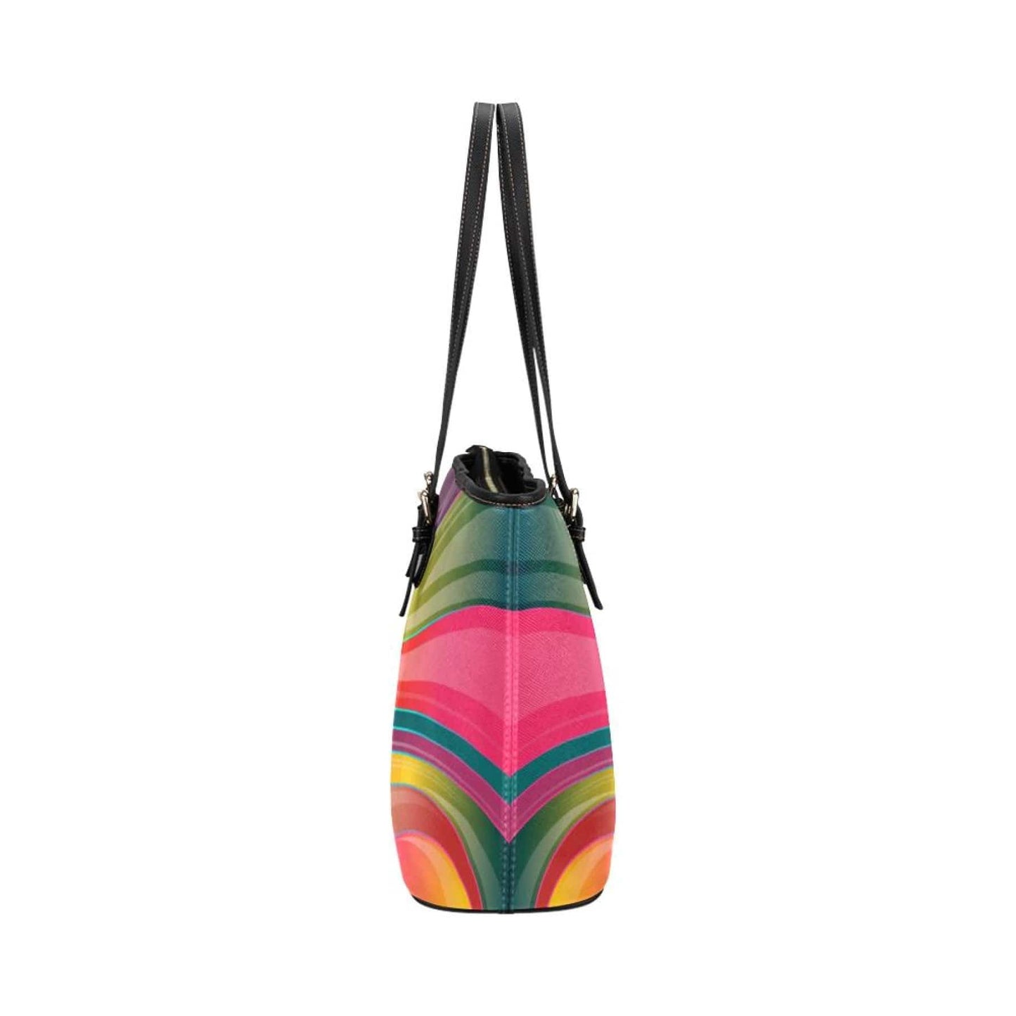 Grey Coco Handbags One Size Women's Leather Tote Bag, Multicolor Geometric Circular Double Handle