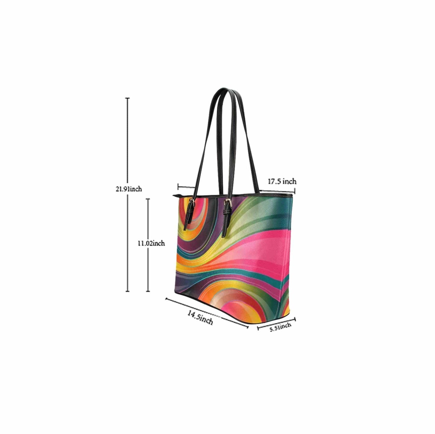 Grey Coco Handbags One Size Women's Leather Tote Bag, Multicolor Geometric Circular Double Handle
