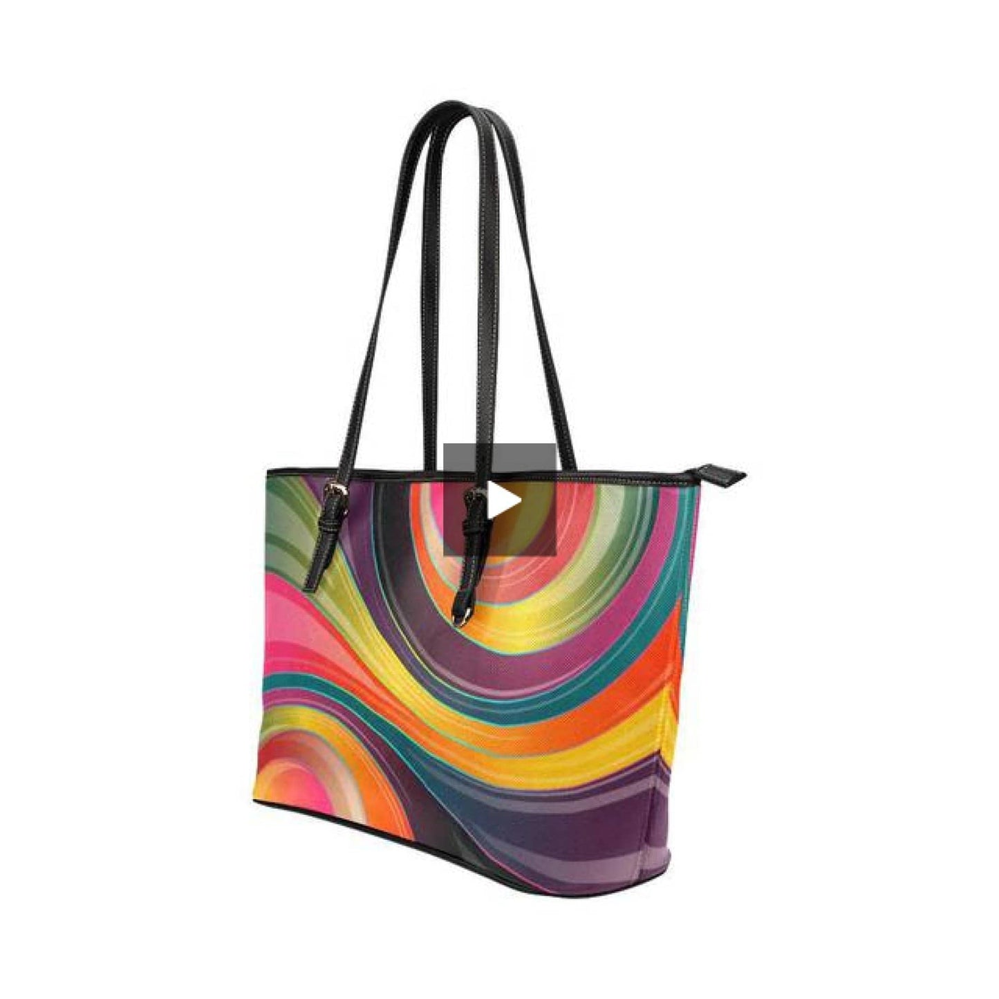 Grey Coco Handbags One Size Women's Leather Tote Bag, Multicolor Geometric Circular Double Handle