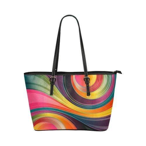 Grey Coco Handbags One Size Women's Leather Tote Bag, Multicolor Geometric Circular Double Handle