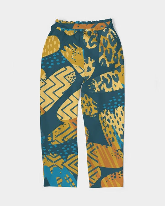 Grey Coco Accessories Women's Pants, Tapered Cut Trousers - Belted / Green Multicolor /