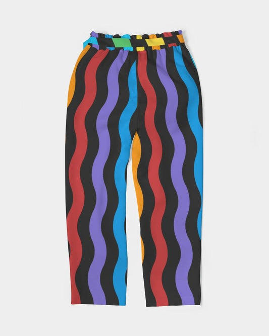 Grey Coco Accessories Women's Pants, Tapered Cut Trousers - Belted / Multicolor / Rainbow