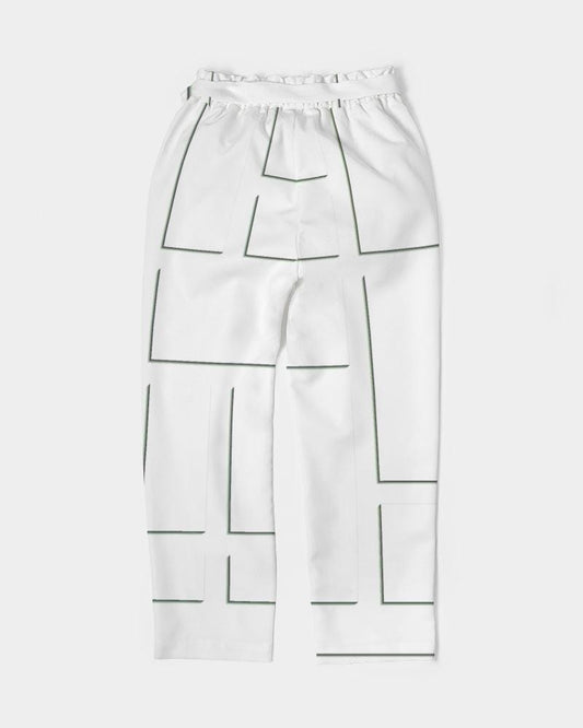 Grey Coco Accessories Women's Pants, Tapered Cut Trousers - Belted / White & Grey /