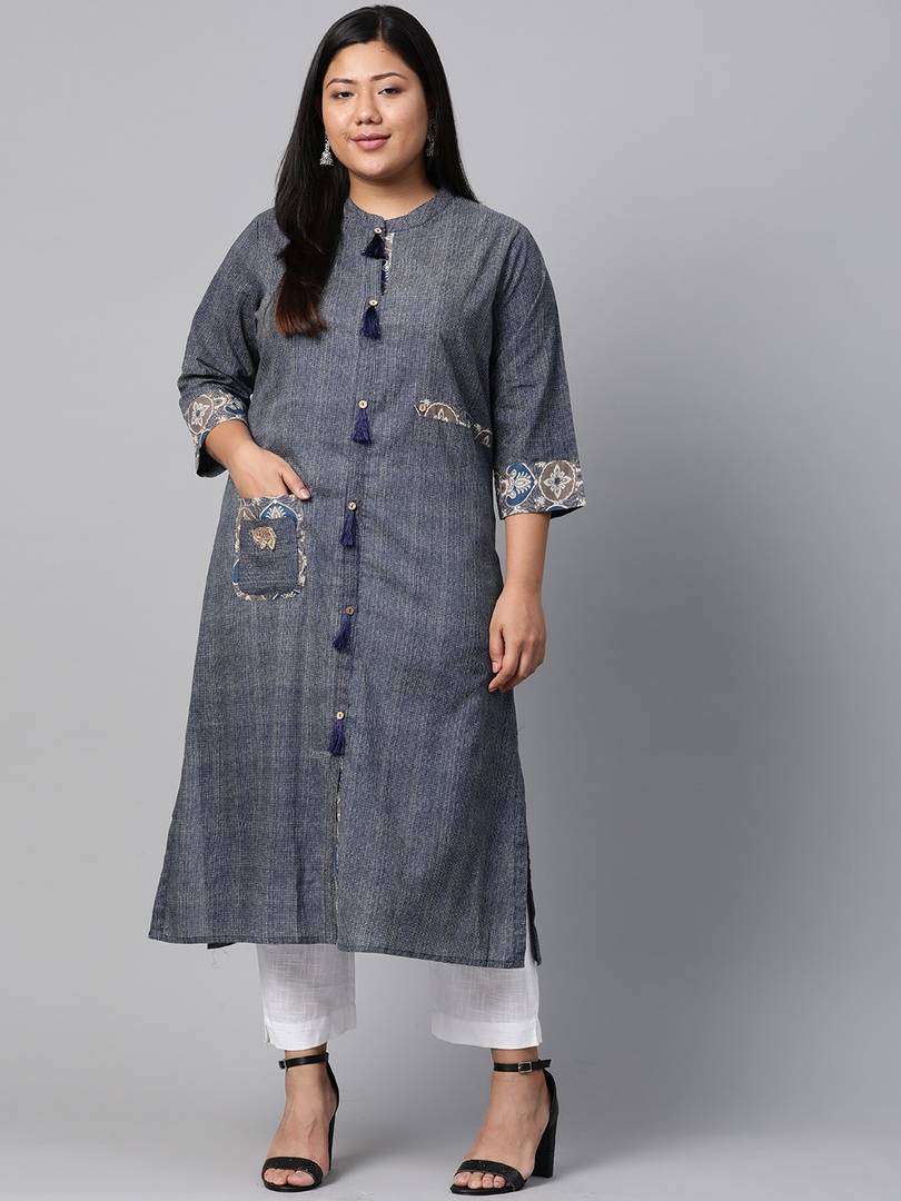 Glow Road Women's Clothing 8XL Women's Printed Straight Muticoloured Cotton Kurtas