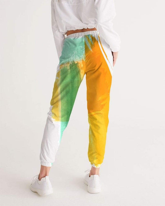 Grey Coco Activewear Womens Athletic Pants, Orange Gold And Green Color Swatch Style Track