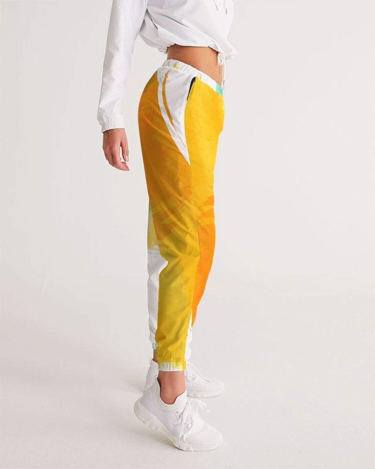 Grey Coco Activewear Womens Athletic Pants, Orange Gold And Green Color Swatch Style Track