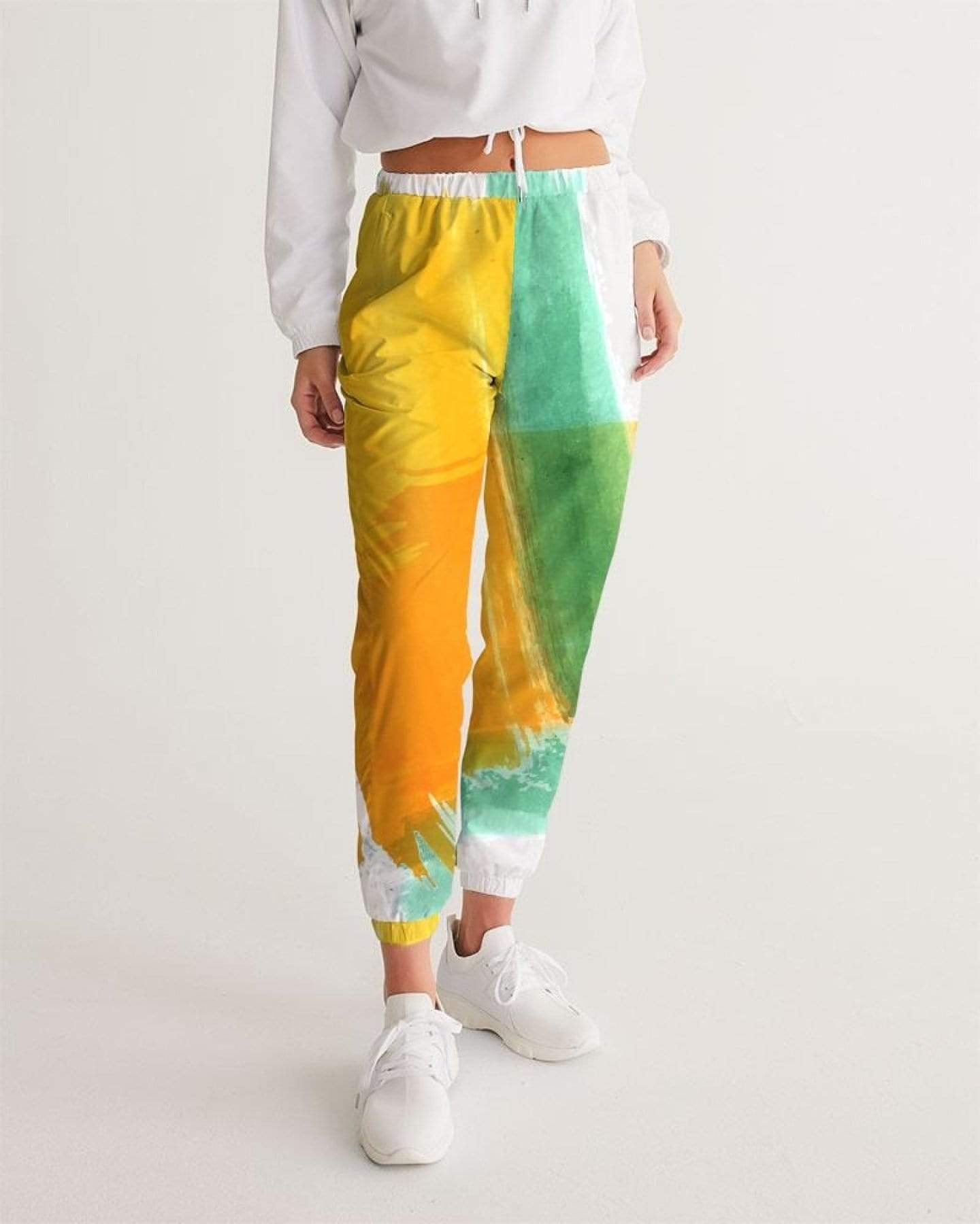 Grey Coco Activewear Womens Athletic Pants, Orange Gold And Green Color Swatch Style Track