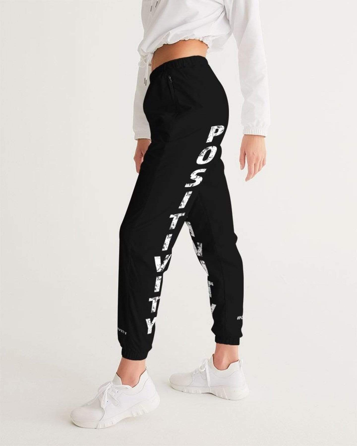 Grey Coco Activewear Womens Athletic Pants, Positivity Graphic Text Style Track Pants
