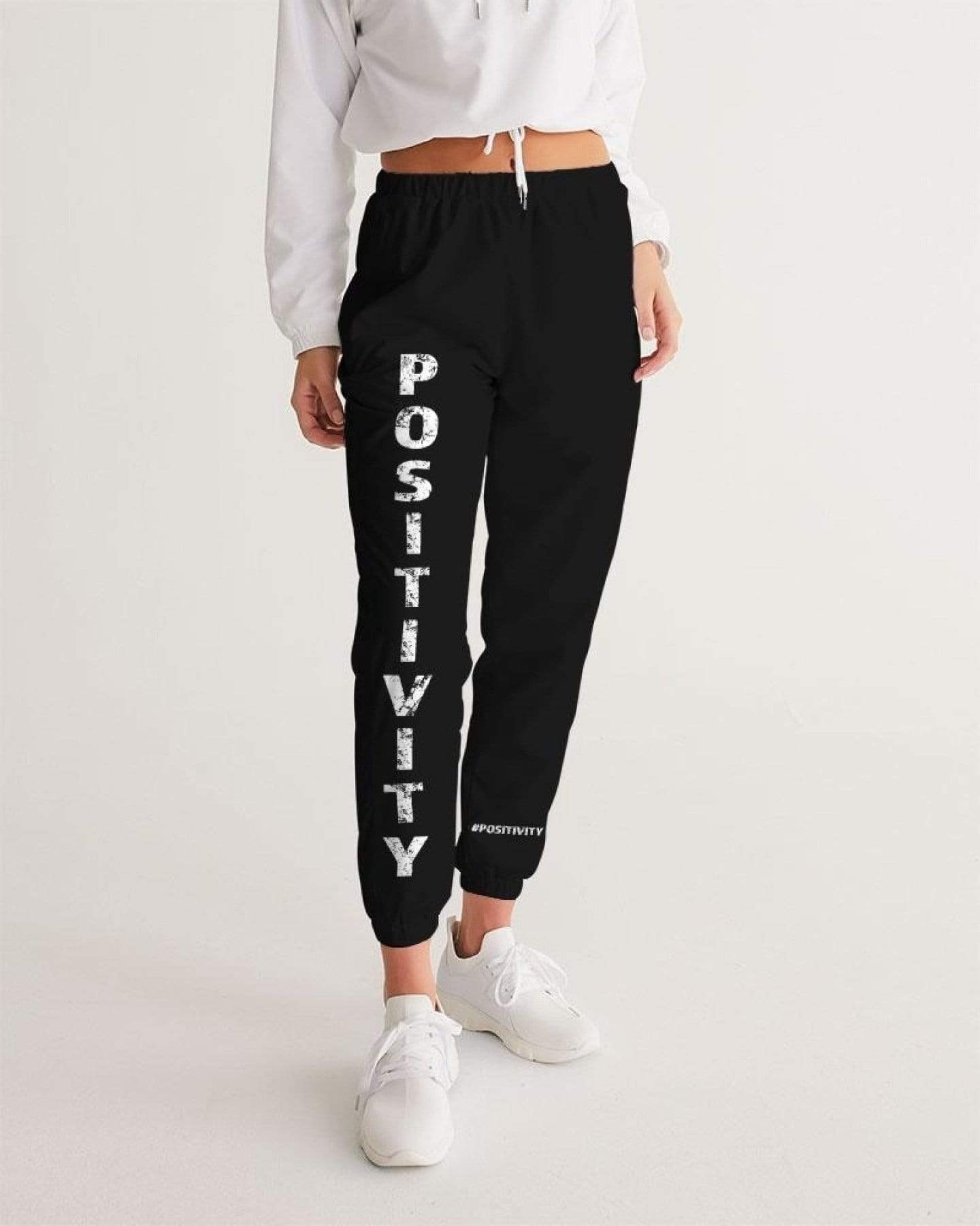 Grey Coco Activewear Womens Athletic Pants, Positivity Graphic Text Style Track Pants