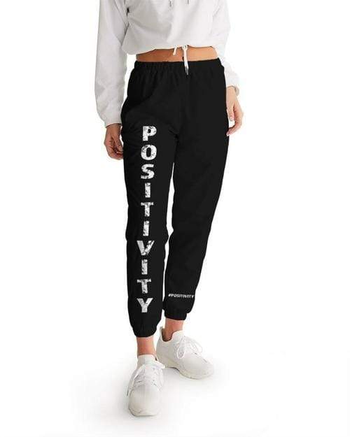 Grey Coco Activewear L Womens Athletic Pants, Positivity Graphic Text Style Track Pants