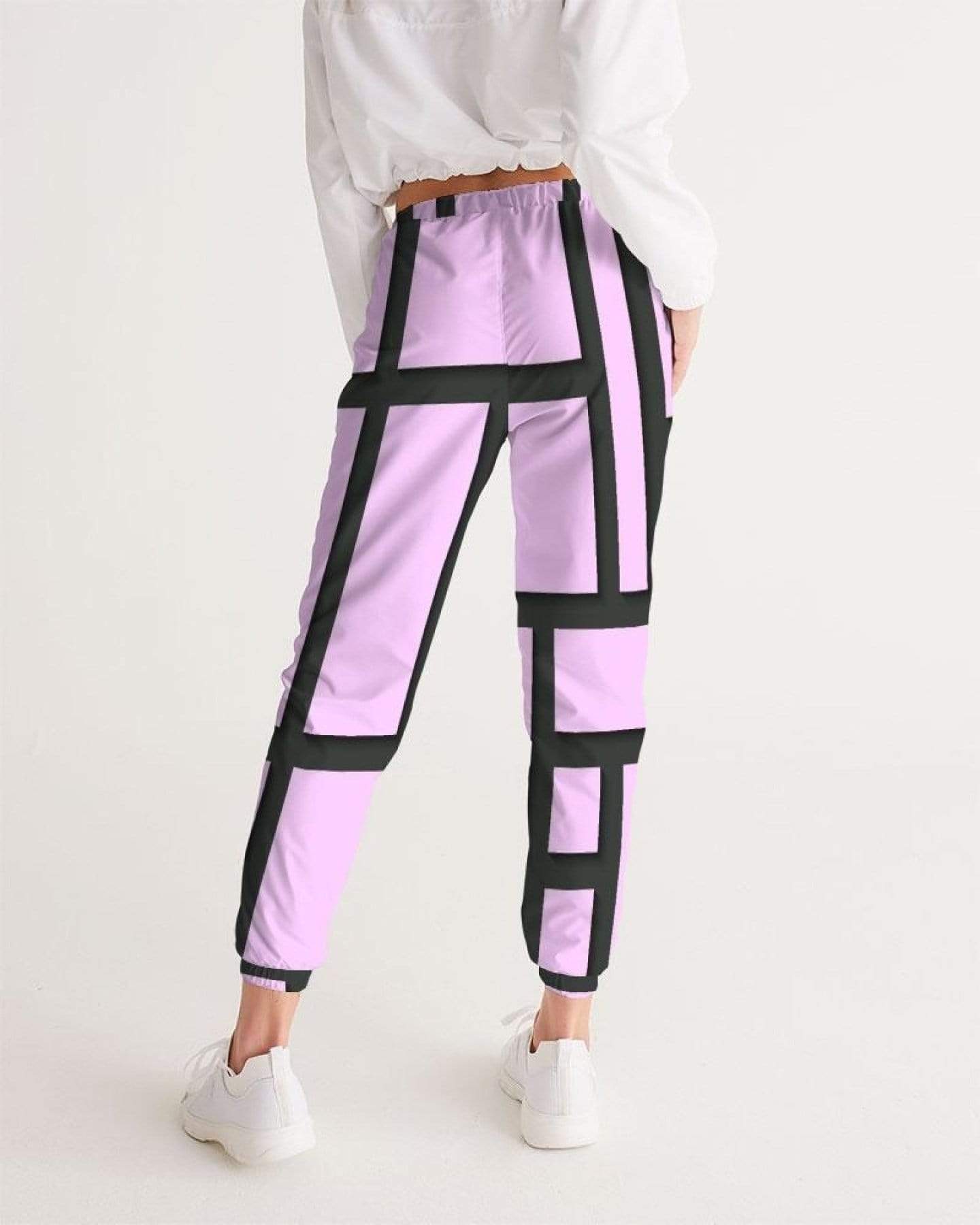 Grey Coco Activewear Womens Athletic Pants, Purple Lavender And Black Lines Style Track