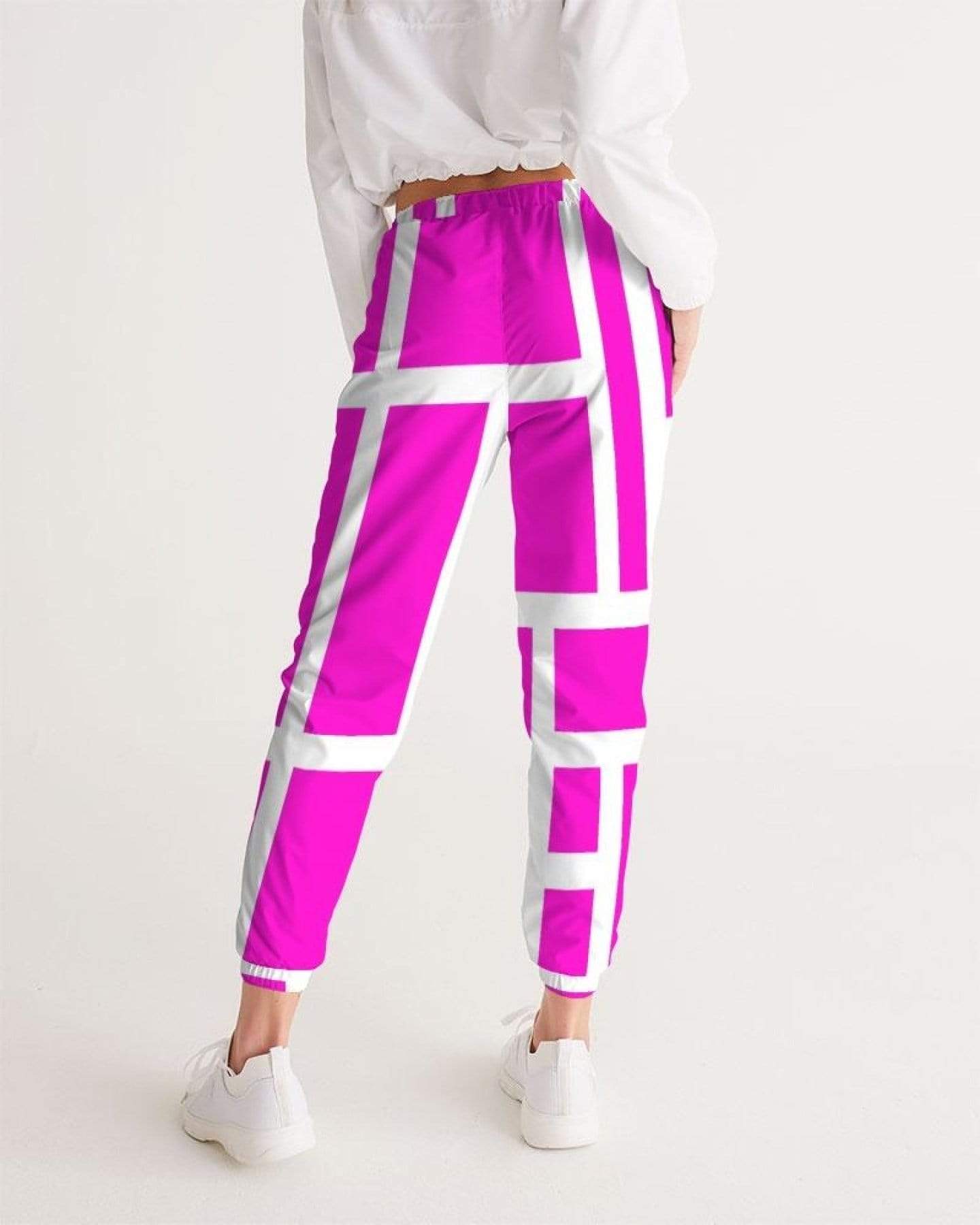 Grey Coco Activewear Womens Athletics, Pink And White Block Line Style Track Pants