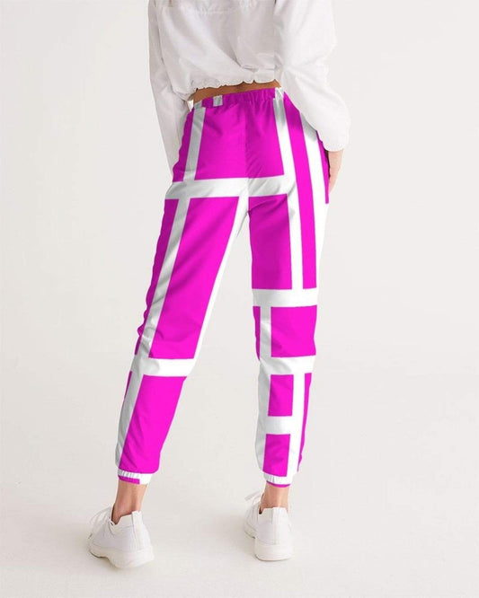Grey Coco Activewear Womens Athletics, Pink And White Block Line Style Track Pants