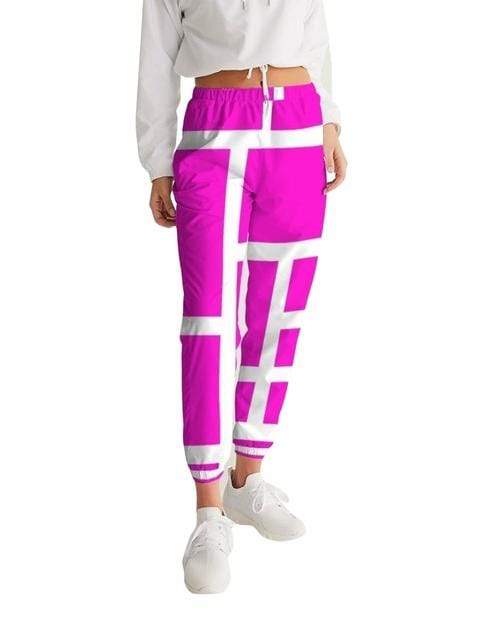 Grey Coco Activewear L Womens Athletics, Pink And White Block Line Style Track Pants