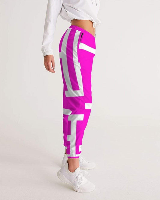 Grey Coco Activewear Womens Athletics, Pink And White Block Line Style Track Pants