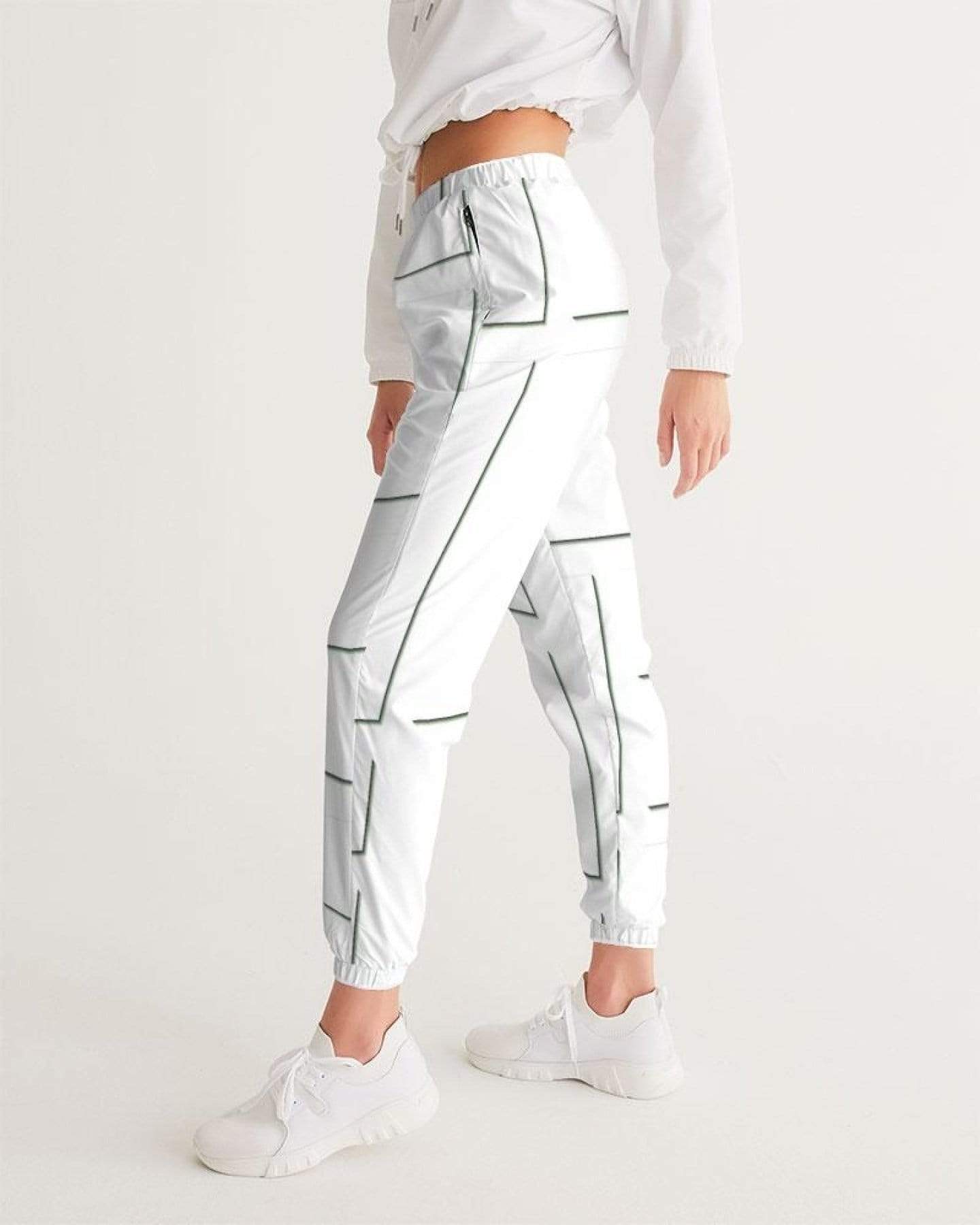 Grey Coco Activewear Womens Athletics, White And Gray Line Style Track Pants