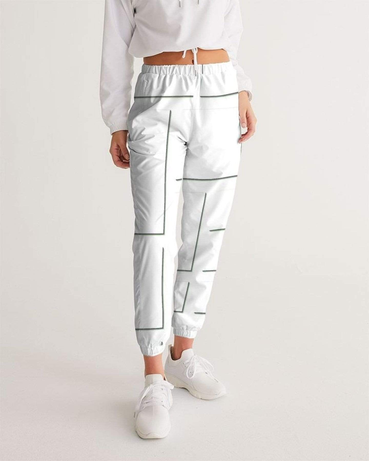 Grey Coco Activewear Womens Athletics, White And Gray Line Style Track Pants