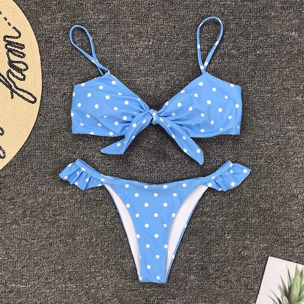 Maroon Ourea Swimwear Womens Dot Print Bikini Push-up Bikinis Swimwear Swimsuit Beachwear
