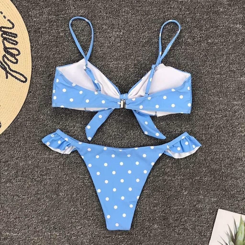 Maroon Ourea Swimwear Womens Dot Print Bikini Push-up Bikinis Swimwear Swimsuit Beachwear