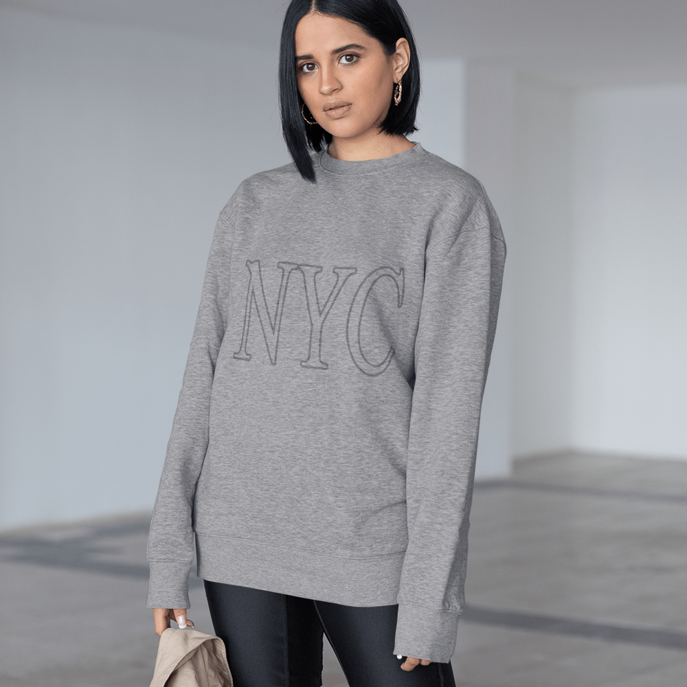 Yellow Pandora Tops & Blouses Womens Gray NYC Crewneck Sweatshirt