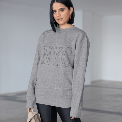 Yellow Pandora Tops & Blouses 2XL / Sport Grey Womens Gray NYC Crewneck Sweatshirt