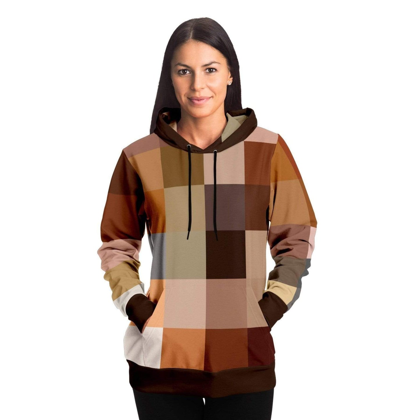 Grey Coco Activewear Womens Hoodies, Brown Natural Tones Graphic Style Hooded Sweatshirt
