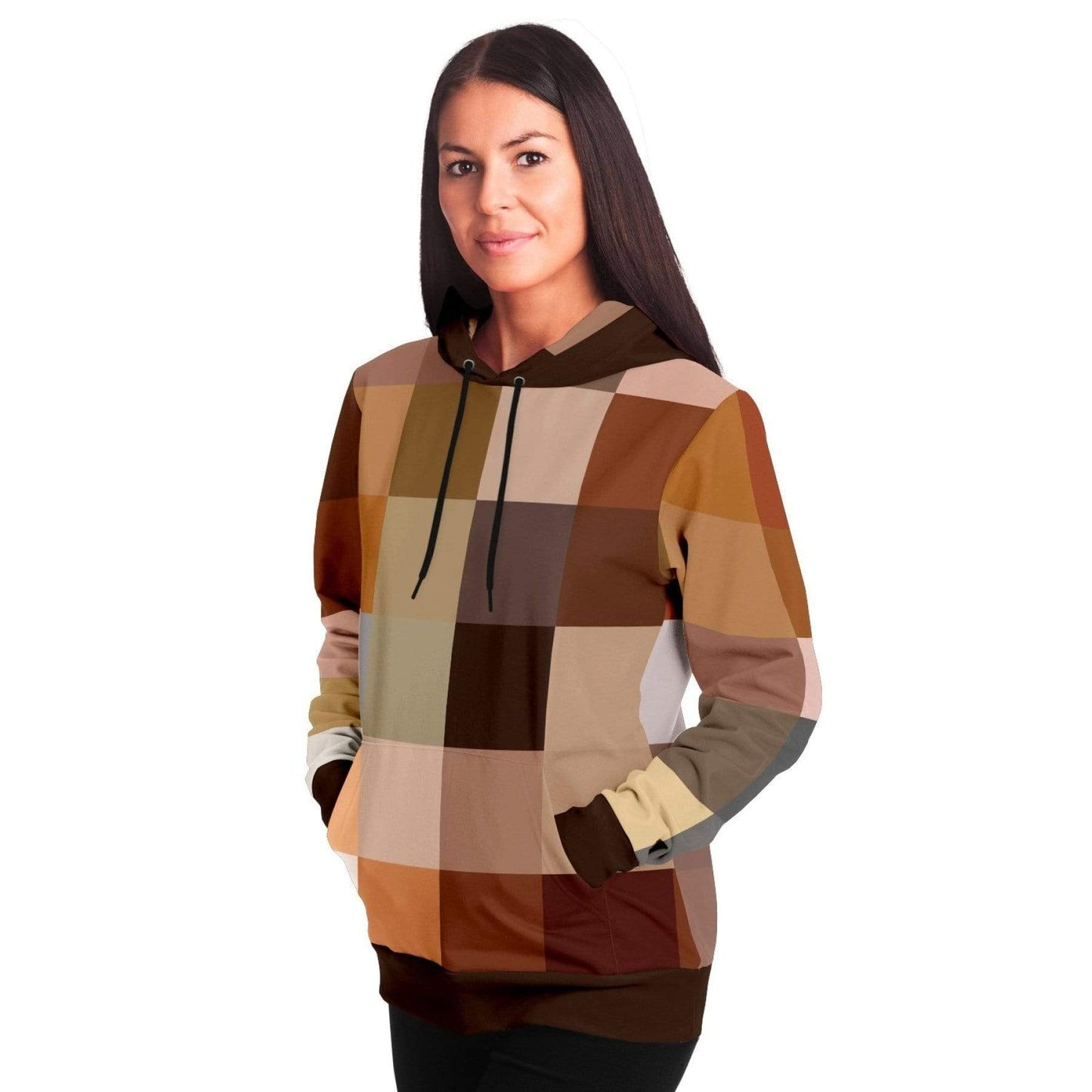 Grey Coco Activewear Womens Hoodies, Brown Natural Tones Graphic Style Hooded Sweatshirt