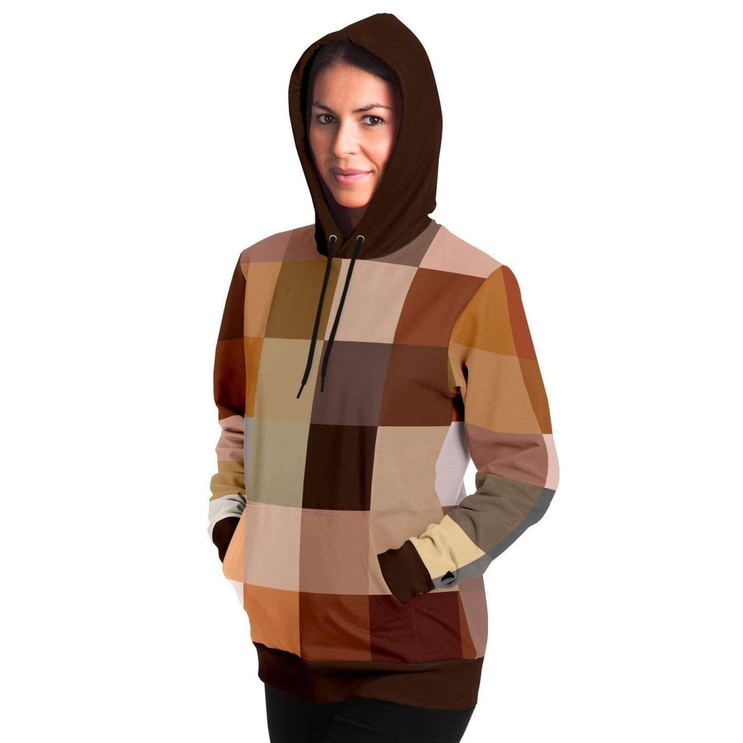 Grey Coco Activewear Womens Hoodies, Brown Natural Tones Graphic Style Hooded Sweatshirt