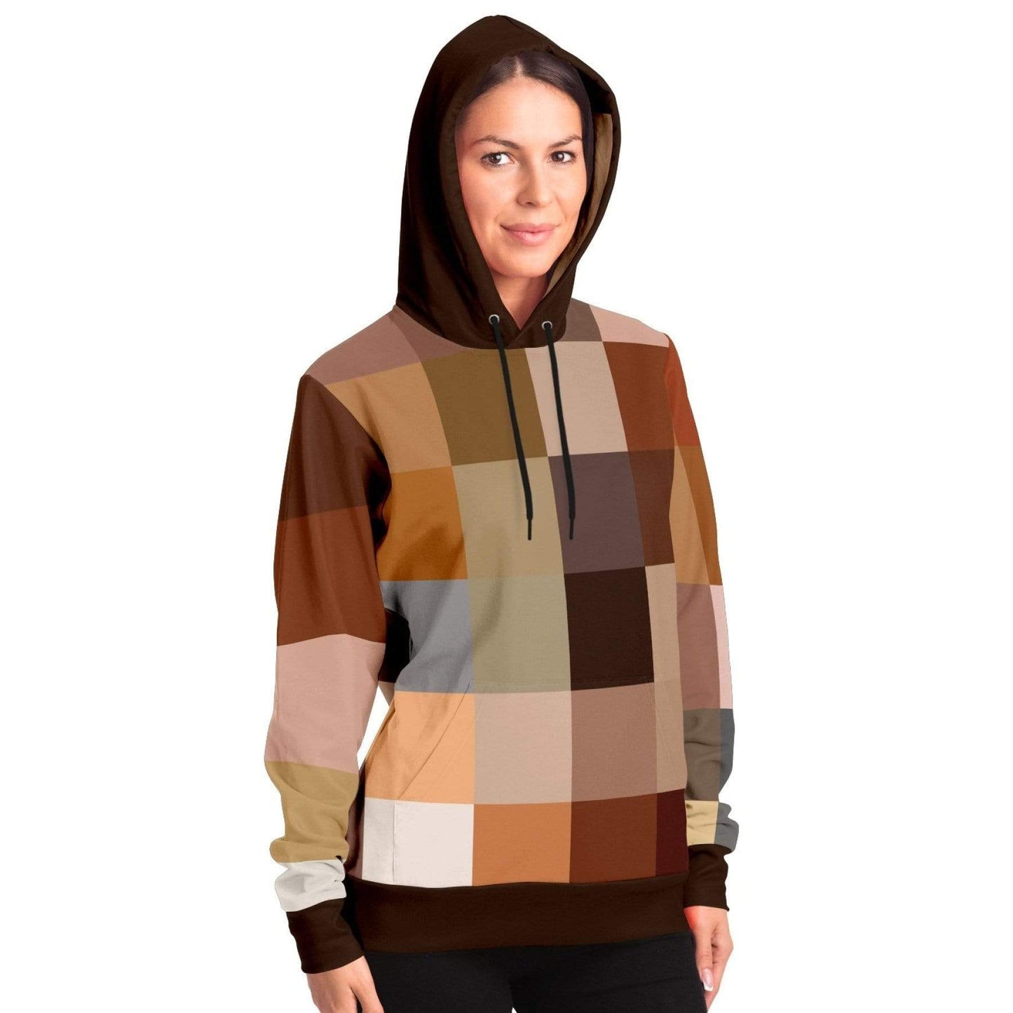 Grey Coco Activewear Womens Hoodies, Brown Natural Tones Graphic Style Hooded Sweatshirt