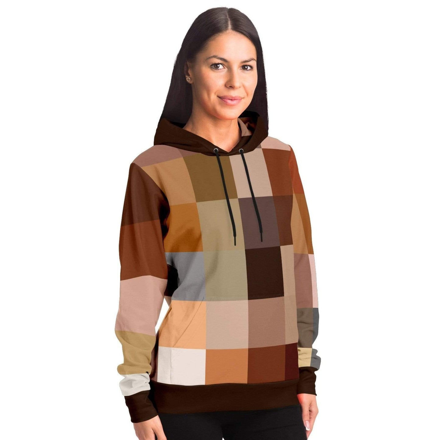 Grey Coco Activewear Womens Hoodies, Brown Natural Tones Graphic Style Hooded Sweatshirt