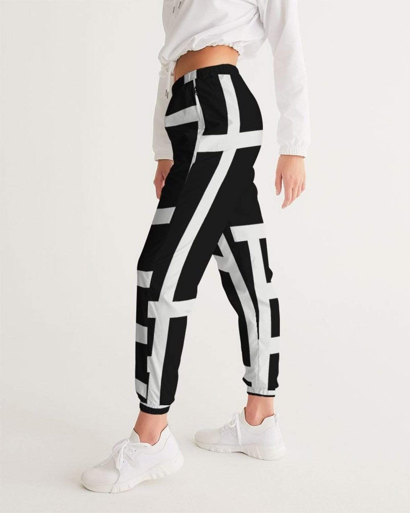 Grey Coco Activewear Womens Sportswear, Black And White Block Style Track Pants