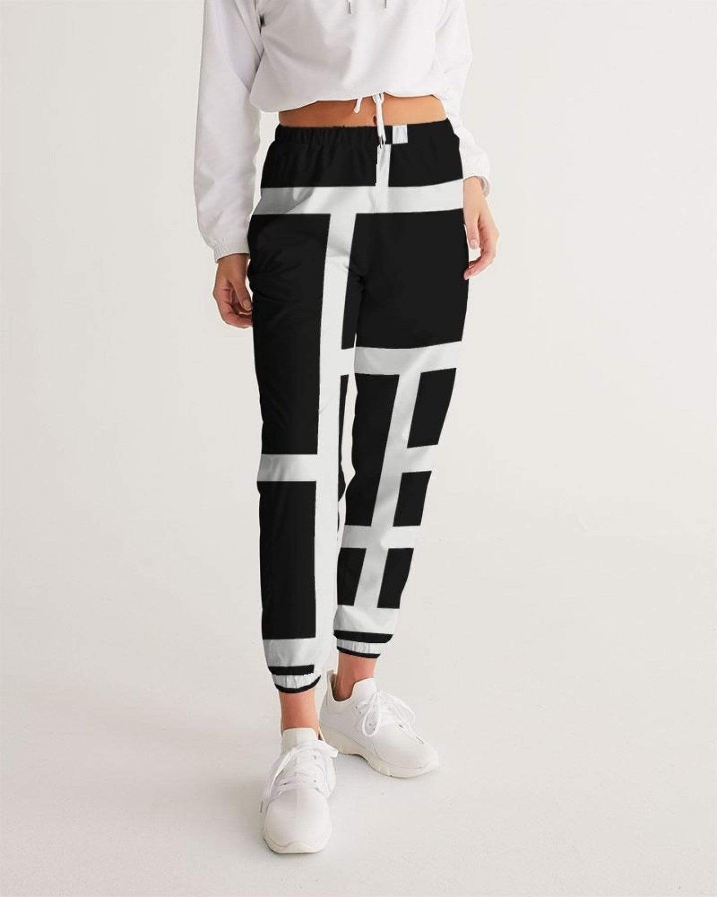 Grey Coco Activewear Womens Sportswear, Black And White Block Style Track Pants